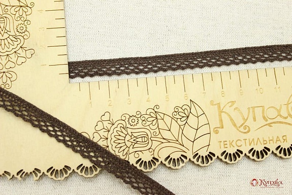 Кружево цв.горький шоколад, ш.10мм, хлопок-90%, п/э-10%, рис.129/10