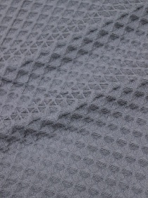 Вафельное премиум-полотно "Бохо" цв.серый с бирюзовым оттенком, ш.1.5м, хл-100%, 240гр/м.кв