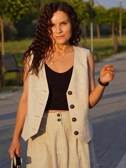 Костюм двойка из вискозного льна в натуральном цвете 