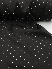 Штапель "Ассорти белого гороха" цв.черный, ш.1.45м, вискоза-100%, 100гр/м.кв