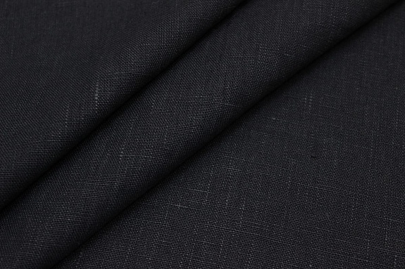 Лен костюмный с эффектом мятости цв.Черный, ш.1.45м, лен-100%, 250гр/м.кв