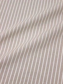 Вареный (стираный) хлопок "Белая полоска (2мм) на св.бежево-кофейном меланже", ш.2.5м, хл-100%, 110гр/м.кв