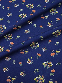 Мерный лоскут - Штапель Премиум "Аленький цветочек" цв.темно-синий, ш.1.44м, вискоза-100%