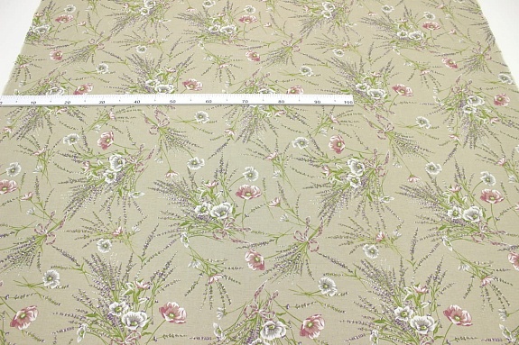 Ткань интерьерная с пропиткой "Ароматные букеты", ш.1.5м, хлопок-70%, п/э-30%, 260гр/м.кв