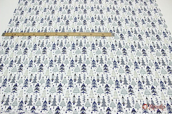 Рогожка "Скандинавские елочки", цв.синий, СОРТ2, ш.1.5м, хлопок-100%, 165гр/м.кв