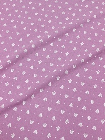 Теплый хлопок "Набойка - листочки" цв.лилово-розовый, ш.1.5м, хлопок-100%, 160гр/м.кв