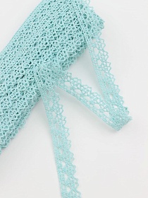 Кружево цв.нежно-бирюзовый с мятным оттенком, ш.12мм, хлопок-90%, п/э-10%, 10м