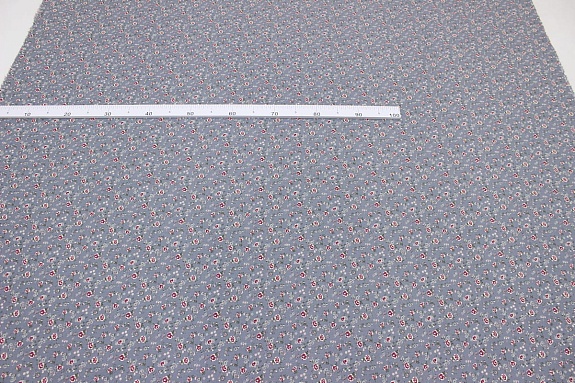 Плательный хлопок с микроворсом "Розочки на серо-синей дымке", СОРТ2, ш.1.45м, хлопок-100%