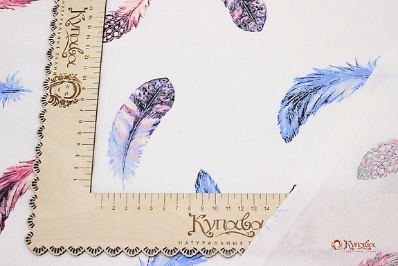 Перкаль "Совы - цветные перья", (комп), ш.2.2м, хлопок-100%, 110гр/м.кв