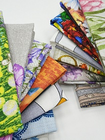 Комплект лоскута 1кг Рогожка и вафельная ткань (рисунок с раппортом)