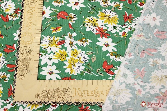 Плательная вискоза "Июльские краски" цв.темно-зеленый, ш.1.46м, вискоза-100%, 145гр/м.кв
