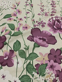 Полулен "Цветочный водопад" (на суровом), ш.2.2м, лен-30%, хлопок-70%, 150гр/м.кв