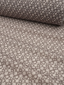 Хлопколен Цифр.печать "Мираж флоры" цв.т.кофейно-серый, ш.1.4м, лен-10%, хл-85%, п/э-5%, 130гр/м.кв