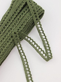 Кружево цв.темный хаки, ш.08мм, хлопок-90%, п/э-10%, 10м, рис.092/32