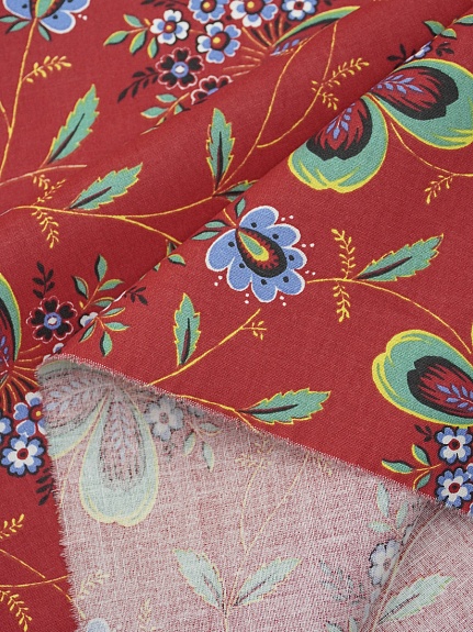 Перкаль "Марьюшка" цв.красный, ГОСТ, ш.1.5м, хлопок-100%, 125гр/м.кв