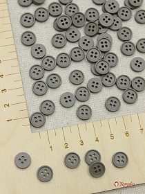 Пуговица пластмасса, цв.графит, 10мм, 4 отверстия