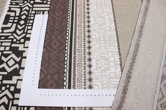 Полулен "Сахара - орнамент" цв.коричневый, (на суровом), СОРТ2, ш.1.5м, лен-30%, хл-70%, 140гр/м.кв