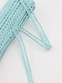 Кружево цв.нежно-бирюзовый с мятным оттенком, ш.08мм, хлопок-90%, п/э-10%, 10м