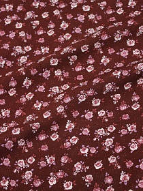 Штапель "Розовое очарование на темном коричнево-бордовом", СОРТ2, ш.1.44м, вискоза-100%, 90гр/м.кв