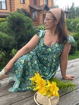 Платье из сатина "Цветочное забвение"