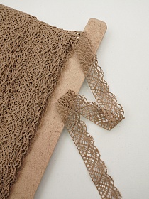 Кружево цв.песочно-коричневый, ш.30мм, хлопок-90%, п/э-10%, рис.024/9