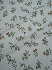 Теплый хлопок "Осенние веточки" цв.серый с мятным оттенком, ш.1.5м, хлопок-100%, 160гр/м.кв