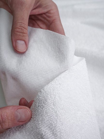 Мулетон махровая непромокаемая ткань на основе ПУ, цв.Белый, ш.2.1м, хлопок-100%, 180гр/кв.м