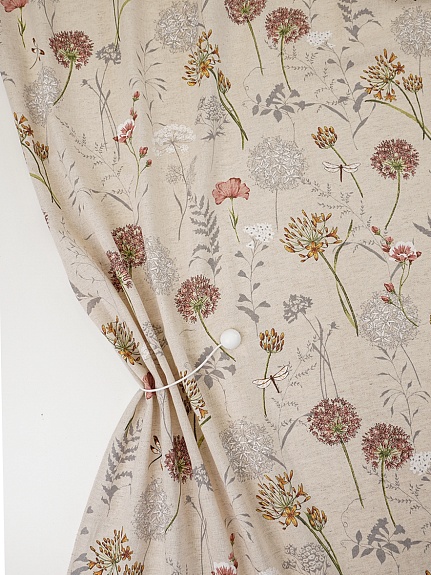 Полулен "Черемша - горчичные цветы" (на суровом), СОРТ2, ш.1.5м, лен-30%, хлопок-70%, 140гр/м.кв