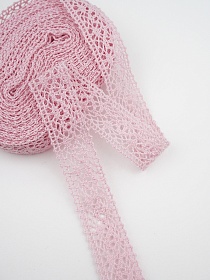 Кружево цв.нежно-розовый, ш.27мм, хлопок-90%, п/э-10%, 10м, рис.101/11