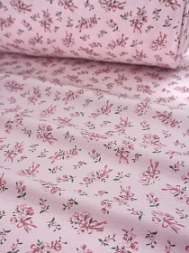 Трикотаж Кулир.гладь "Узелок нежности-розовый букетик", СОРТ2, ш.1.96м (0.98м*2, чулок), Карде, хлопок-100%, 145гр/м.кв