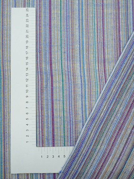 Полулен пестротканый "Васильково-голубой меланж - полоска", ш.1.6м, лен-50%, хлопок-50%, 180гр/м.кв