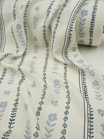 Штапель Премиум "Набойка - луговая дорожка", цв.сливочный, ш.1.45м, вискоза-100%, 120гр/м.кв