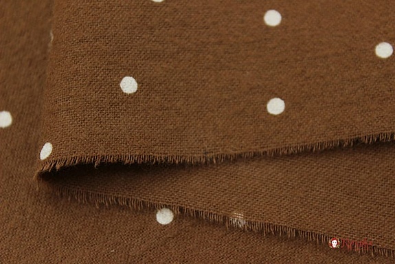 Теплый хлопок "Россыпь гороха на коричневом", ш.1.5м, хлопок-100%, 160гр/м.кв