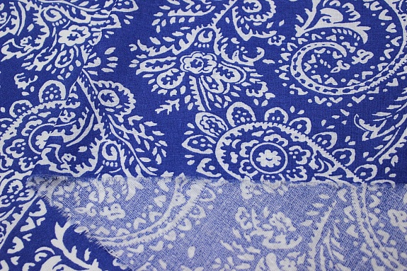 Ситец "Белые огурцы на синем", ш.1.5м, хлопок-100%, 95гр/м.кв