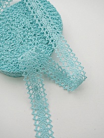 Кружево цв.нежно-бирюзовый с мятным оттенком, ш.19мм, хлопок-90%, п/э-10%, 10м, рис.047/19