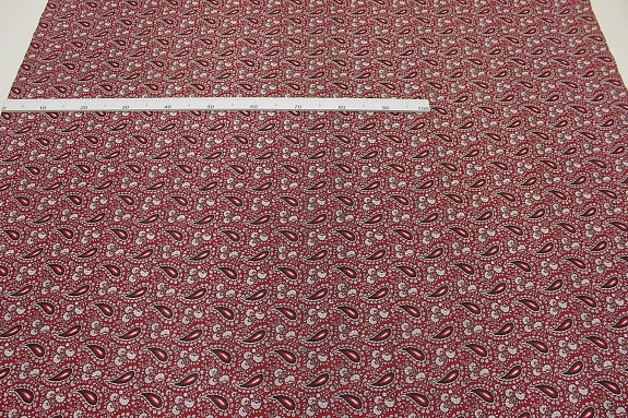 Бязь "Цветочные огурчики" цв.бордовый, ш.1.5м, хлопок-100%, 120гр/м.кв