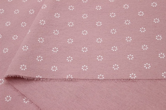 Теплый хлопок "Набойка - белые цветочки" цв.розовая дымка, ш.1.48м, хлопок-100%, 160гр/м.кв