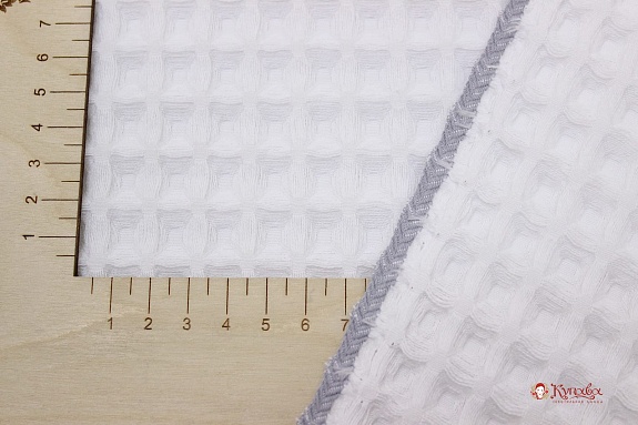 Вафельное премиум-полотно "Бохо" цв.белый (оптически отбелен), ш.1.46м, хлопок-100%, 240гр/м.кв