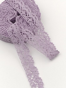 Кружево цв.светло-сиреневый, ш.25мм, хлопок-90%, п/э-10%, 10м, рис.044/27