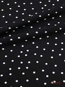 Штапель "Россыпь белого гороха (3.5мм)" цв.черный, ш.1.45м, вискоза-100%, 100гр/м.кв