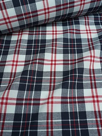 Пестрядь "Клетка" цв.чернильно-синий/белый, ш.1.45м, хлопок-100%, 110гр/м.кв