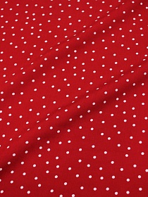 Штапель "Россыпь белого гороха (3.5мм)" цв.т.красный, СОРТ2, ш.1.45м, вискоза-100%, 90гр/м.кв