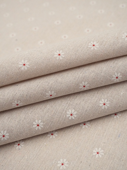Полулен "Россыпь маленьких ромашек" (на суровом), ш.1.5м, лен-40%, хлопок-40%, п/э-20, 170гр/м.кв