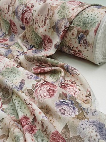 Лен с вискозой (Digital) "Сад гортензий", СОРТ2, ш.1.35м, лен-70%, вискоза-30%, 180гр/м.кв