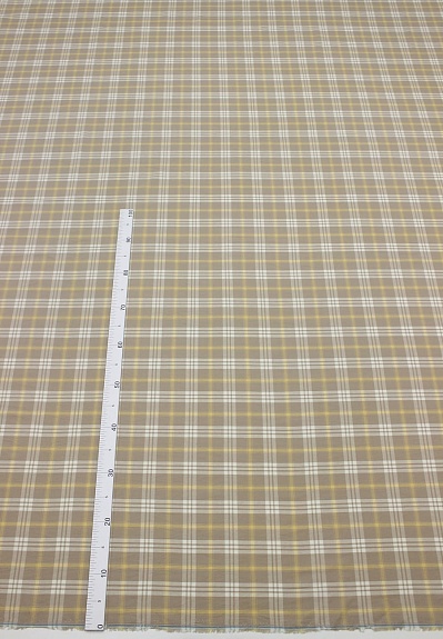 Вареный (стираный) хлопок "Двойная клетка на бежево-кофейном", ш.2.5м, хл-100%, 115гр/м.кв