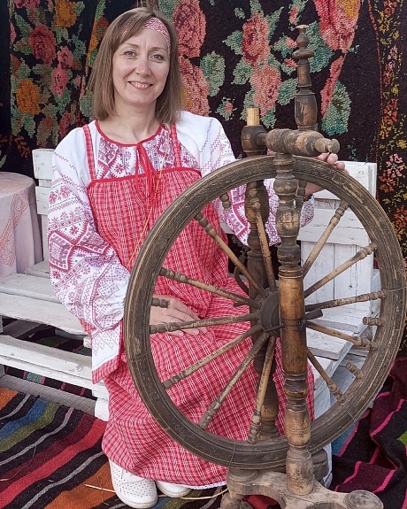 Рубаха из рогожки "Каравай" и сарафан из пестряди этнографической под домоткань