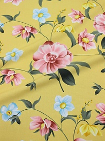 Штапель "Цветущая долина" цв.песочно-желтый, ш.1.45м, вискоза-100%, 100гр/м.кв