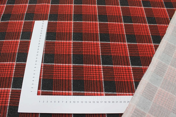Мерный лоскут Фланель "Красно-черная клетка", ш.1.5м, хлопок-100%, 175гр/м.кв