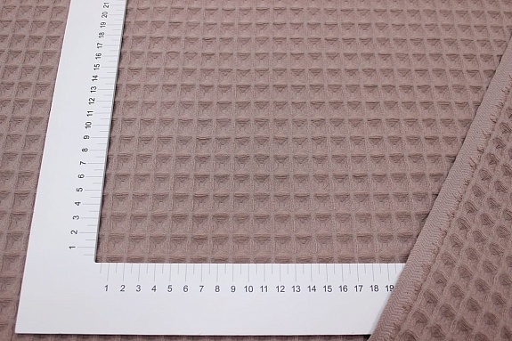 Вафельное премиум-полотно "Бохо" цв.кофейный с розовым оттенком, ш.1.5м, хлопок-100%, 230гр/м.кв