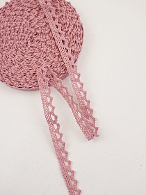 Кружево цв.дымчатая роза, ш.10мм, хлопок-90%, п/э-10%, 10м, рис.075/12